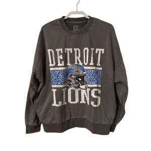 Detroit Lions Women's Large Grey Vintage Wash Oversized Sweatshirt Size Large